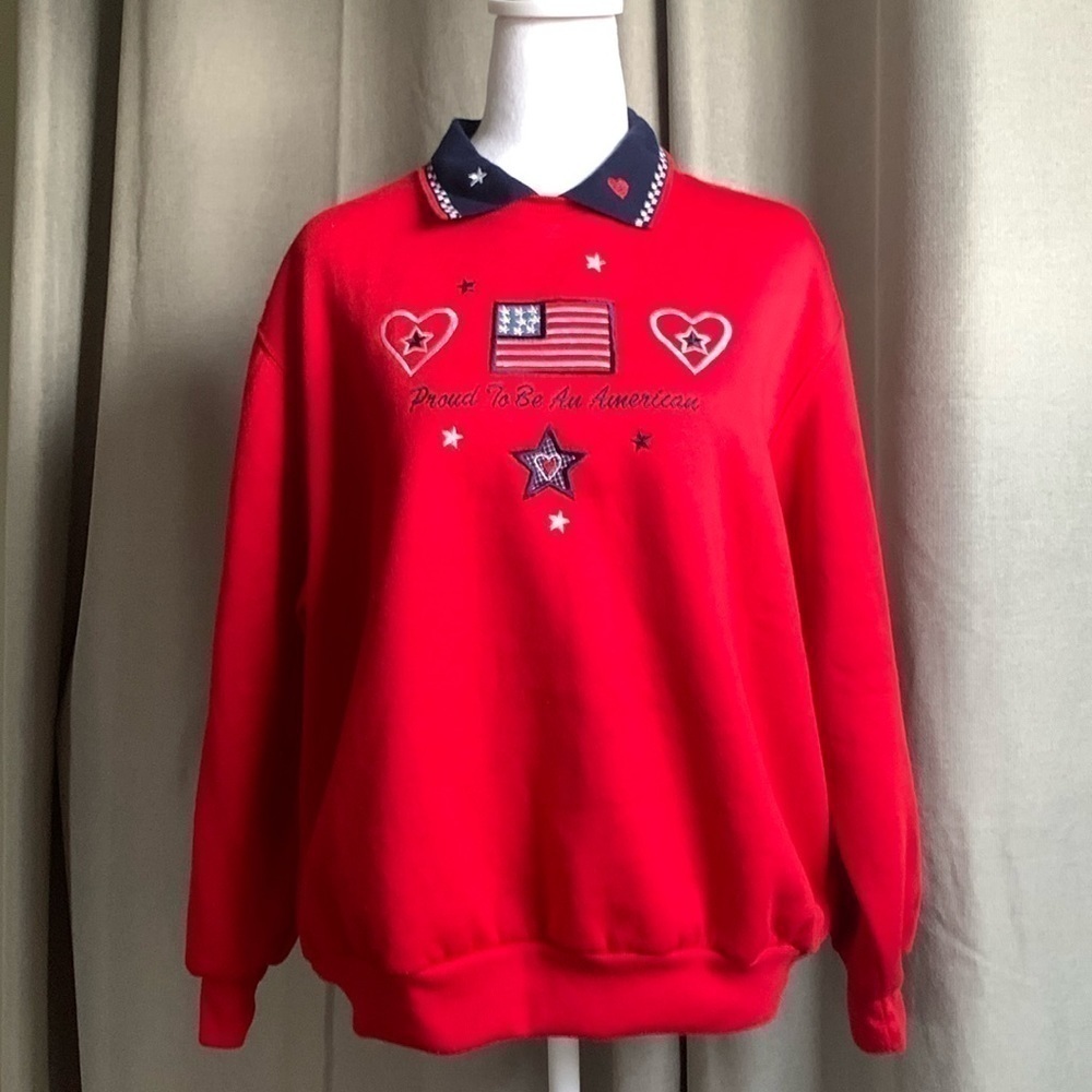 BonWorth “Proud to be American” Collared Sweater Size LP - Picture 1 of 16
